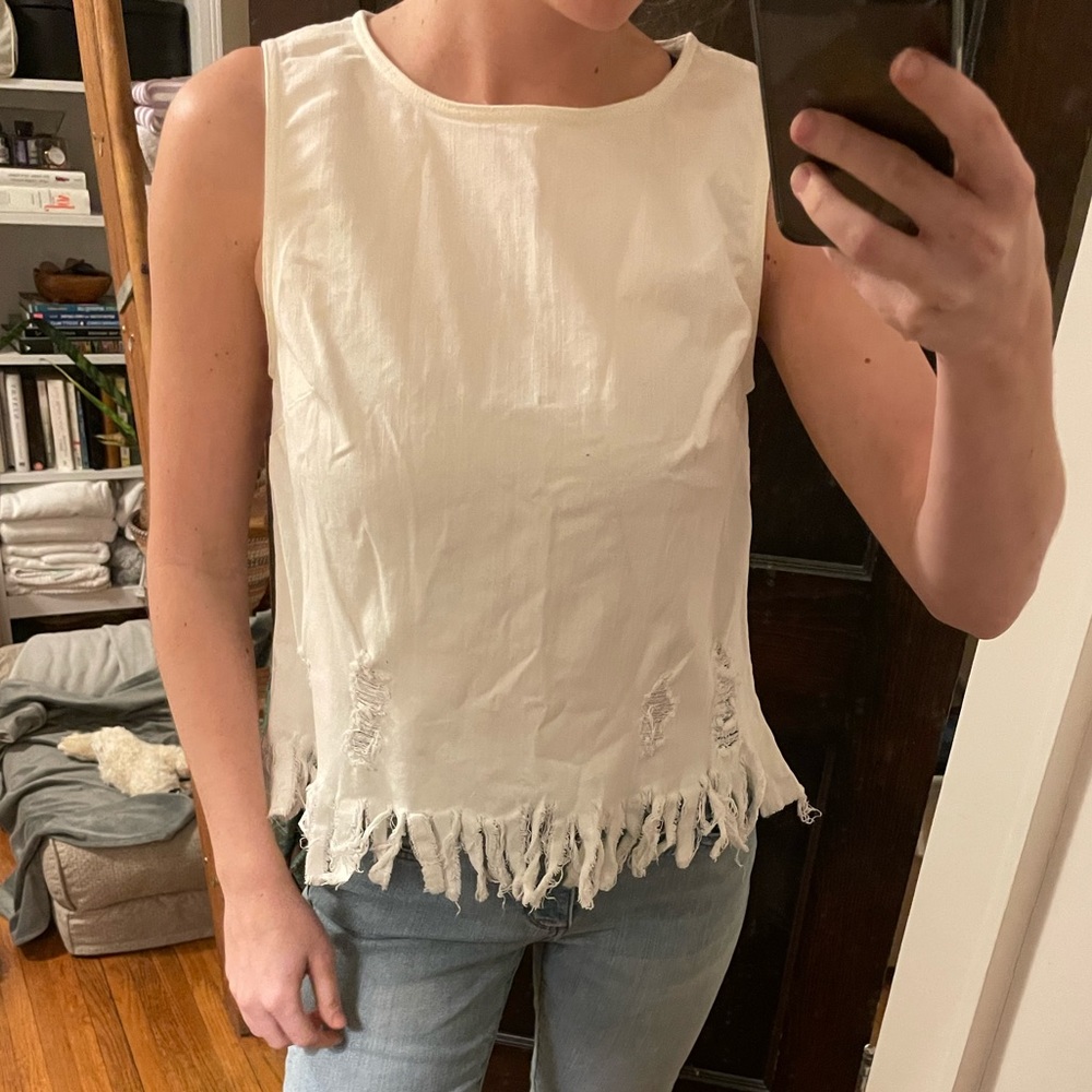 White Denim Tank Top - Size Small